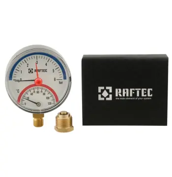Термоманометр радіальний Raftec (низ) 6 бар 1/2" ф80 мм