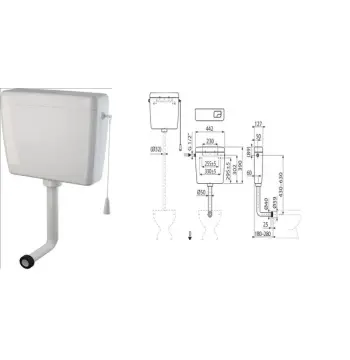 Бачок зливний AlcaPlast UNI DUAL, A930-H-1/2"