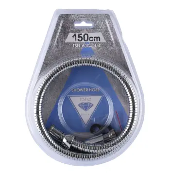 Шланг для душу TOPAZ TSH-6004-150 хром 150см посилений рухома гайка, Blister