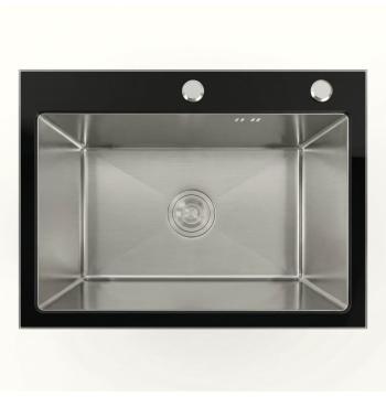 Кухонна мийка 60*45 скляна BLACK GLASS VALESO Handmade