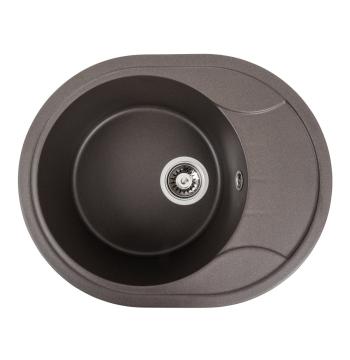 Гранітна мийка для кухні Platinum 5847 ONYX матова Темна скеля