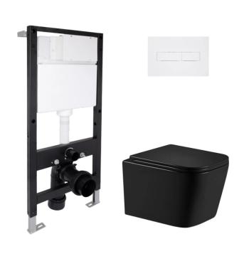 Готове рішення Qtap для ванної кімнати: підвісний унітаз Crow Ultra Quiet 485x340x290 + комплект інсталяції Standard (лінійна клавіша White)