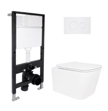 Готове рішення Qtap для ванної кімнати: підвісний унітаз Crow Rimless 485x340x330 + комплект інсталяції Standard (кругла клавіша White)