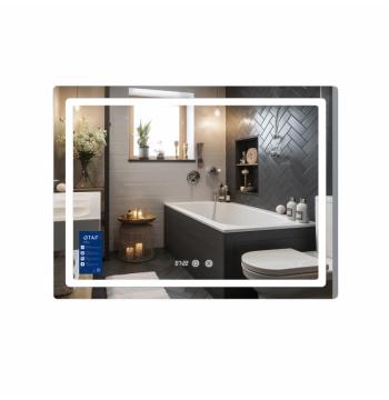 Дзеркало Qtap Mideya (MI2) 1000х800 з годинником, з LED-підсвічуванням Touch, з антизапотіванням, димером, рег. яскравості QTMID100080049266