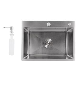 Мийка для кухні інтегрована Lidz Handmade H5843 Brushed Steel 3,0/1,0 мм LDH5843BRU49442
