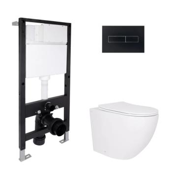 Готове рішення Qtap для ванної кімнати: підвісний унітаз Robin Ultra Quiet 520x365x365 + комплект інсталяції Standard (лінійна клавіша Black)