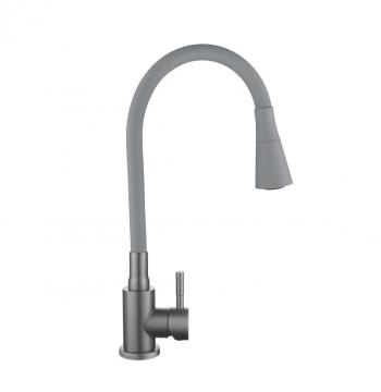 Змішувач для кухні Lidz Aria 015F31 (k35) з гнучким виливом LDARI015F31GGRP49567 Graphite/Grey