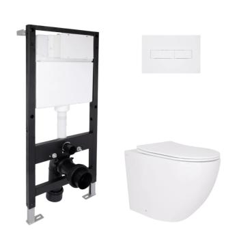 Готове рішення Qtap для ванної кімнати: підвісний унітаз Robin Ultra Quiet 520x365x365 + комплект інсталяції Standard (лінійна клавіша White)