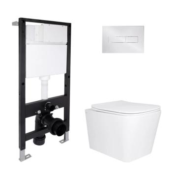 Готове рішення Qtap для ванної кімнати: підвісний унітаз Tern Ultra Quiet 525x345x360 + комплект інсталяції Standard (лінійна клавіша Chrome)