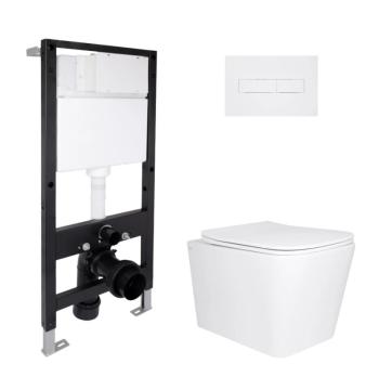 Готове рішення Qtap для ванної кімнати: підвісний унітаз Tern Ultra Quiet 525x345x360 + комплект інсталяції Standard (лінійна клавіша White)