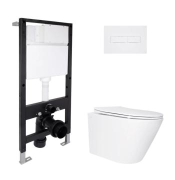 Готове рішення Qtap для ванної кімнати: підвісний унітаз Swan Ultra Quiet 520x360x320 + комплект інсталяції Standard (лінійна клавіша White)