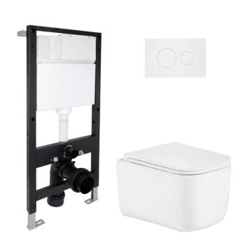 Готове рішення Qtap для ванної кімнати: підвісний унітаз Gemini Ultra Quiet 485x340x350 + комплект інсталяції Standard (кругла клавіша White)