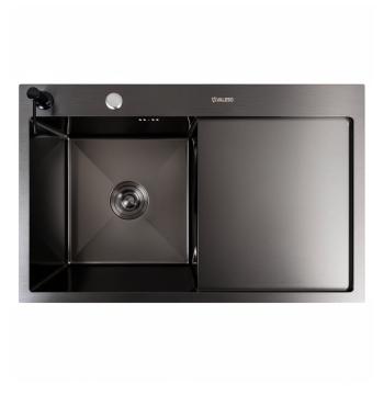 Кухонна мийка CM 78*50 L чорна PVD VALESO Handmade (круглий сифон 3,0/0,8)