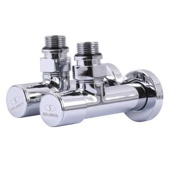 Кран вентильный угловой с американкой SOLOMON LUX 1/2″ CHROM 7777 (2шт.КОМПЛЕКТ) (1уп)