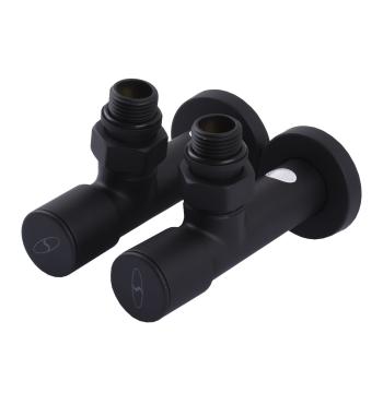Набір Кран вентильний кутовий з американкою SOLOMON LUX 1/2″ 7777 (2шт.) BLACK (1уп)