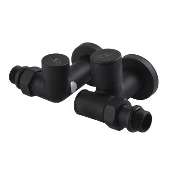 Набір Кран вентильний кутовий з американкою SOLOMON LUX 1/2″ 7777 TEN (2шт.) BLACK (1уп)