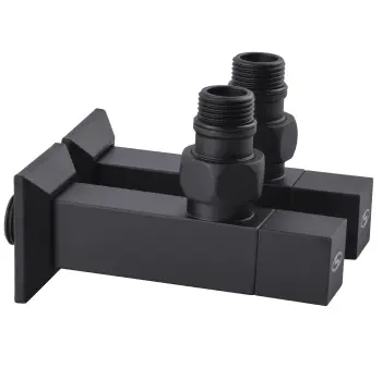 Набір Кран напівобертовий кутовий з американкою SOLOMON LUX 1/2″ CUBE BLACK 8888 (1уп)