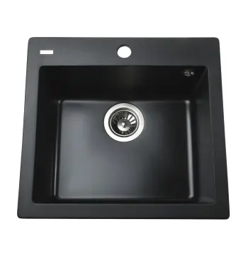 Гранітна мийка Globus Lux AOSTA чорний 490x455мм-А0002
