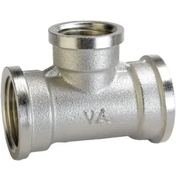 Трійник редукційний 3/4″х1/2″х3/4″ВВВ нікельований А0212А(нк)