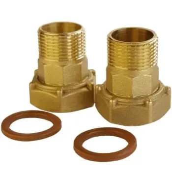 Комплект штуцерів для лічильника латунний 1 1/2″ВР х 1 1/4″ЗР з біконітовою прокладкою Б2748КбА