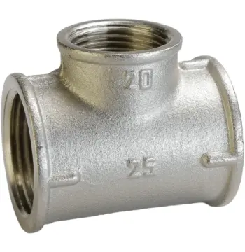 Трійник редукційний 1″х3/4″х1″ВВВ нікельований А0220А(нк)