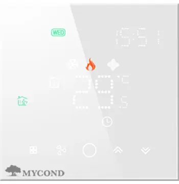 Термостат квадратний сенсорний білий LED 1 канал AC220V Wi-Fi /MC-FB-W-WF MYCOND/