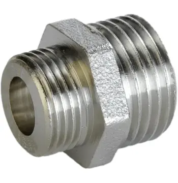 Ніпель редукційний 1/2″х3/8″ЗЗ нікельований під прокладку А0542-1А(нк)