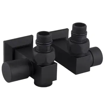 Набір Кран вентильний кутовий з американкою SOLOMON LUX 1/2″CUBE BLACK 8888_ТЕН (1уп)