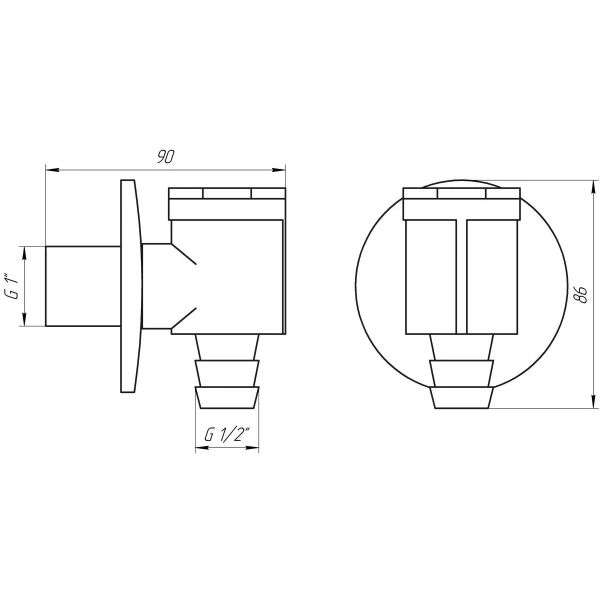 Сифон хромований під пральну машину зовнішній ITAP 390