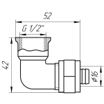 Уголок с внутренней резьбой APE ITALY 752 L 1/2″х16