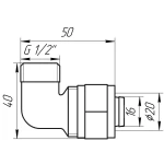 Уголок с наружной резьбой APE ITALY 753 L 1/2″х20