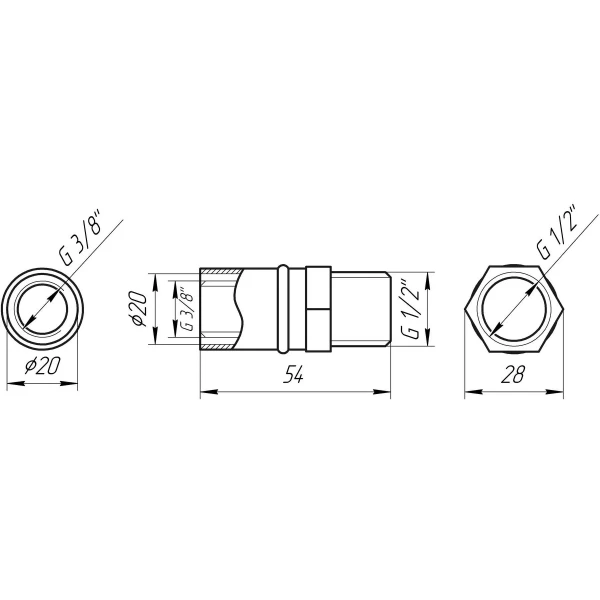 Муфта с наружной резьбой пресс APE ITALY AP 101 1/2″х20