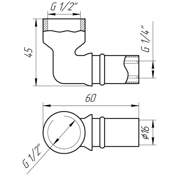 Уголок с внутренней резьбой пресс APE ITALY AP 152 1/2″х16