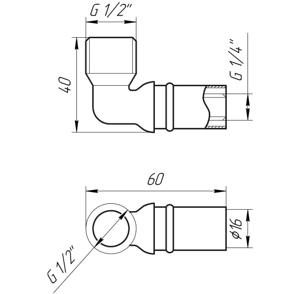 Уголок с наружной резьбой пресс APE ITALY AP 153 1/2″х16