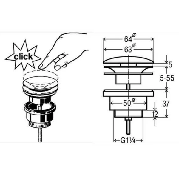 Донний клапан універсальний VIEGA 1 1/4″х63 хром 492687/5439