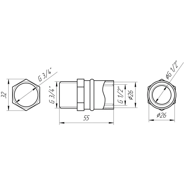Муфта с наружной резьбой пресс APE ITALY AP 101 3/4″х26