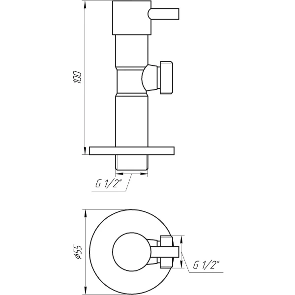 Кран напівобертовий кутовий SOLOMON 1/2″х1/2″ Lazer 7076 ( 2 ШТ)