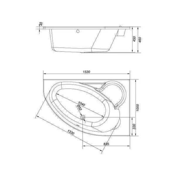 KALIOPE Ванна 153x100 правая