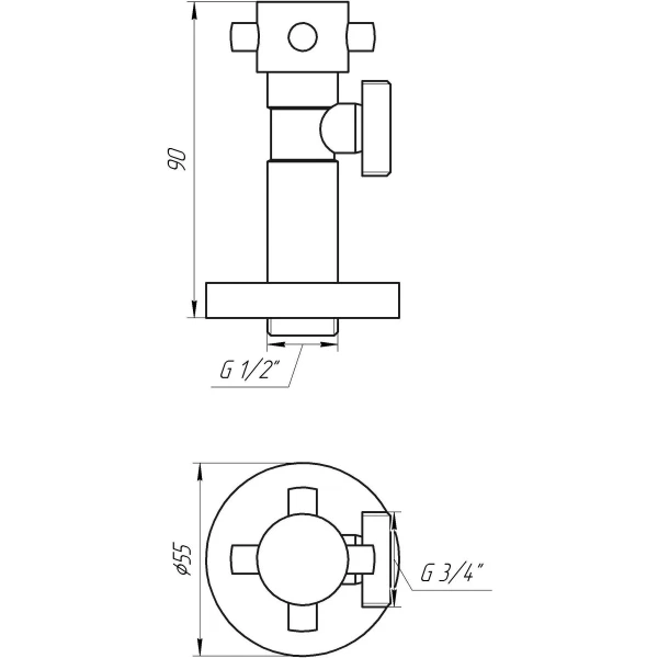 Кран напівобертовий кутовий SOLOMON 1/2″х3/4″ Retro 7077 (2 шт.)