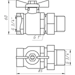 Кран кульовий прямий з американкою ARCO 3/4″ TURIA 0117408