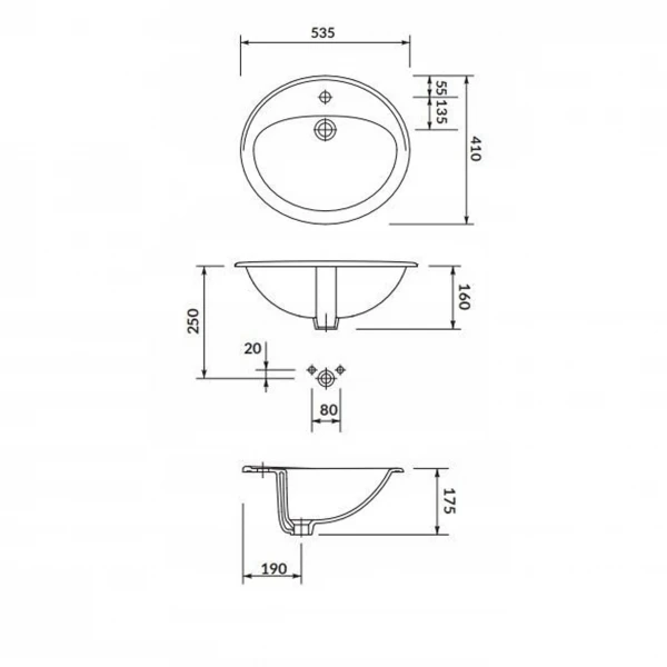 Умивальник для стільниць Cersanit CALLA 54