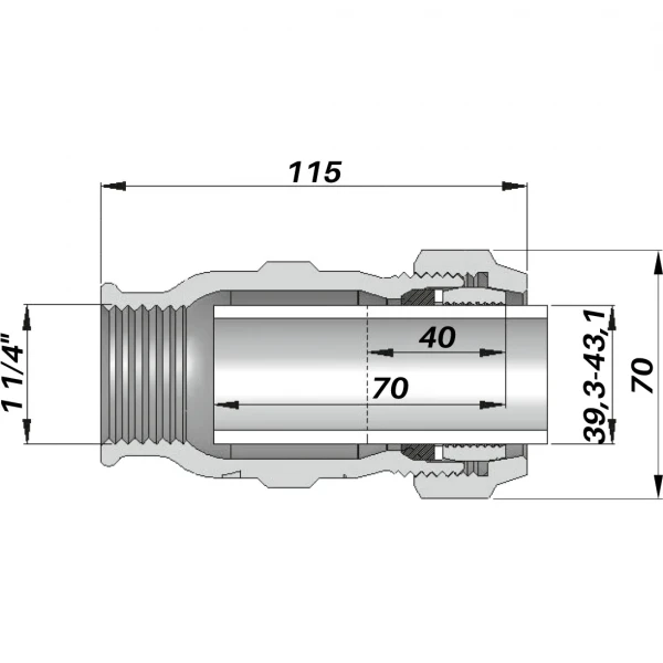 Соединение прямое зажимное с внутренней резьбой DN32(39,3-43,1 мм) х 1 1/4″ IK AGAflex
