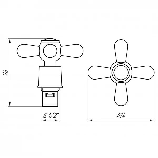 Рукоятка + Кран-букса Globus Lux SHARM GBC-02S-CER (2шт)