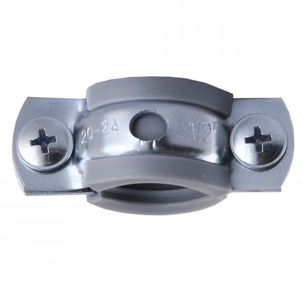 Хомут в сборе CR    1/2″ (20-23мм) с винтом-шурупом 8*80 и дюбелем в уп., серый