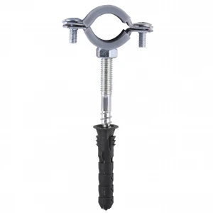 Хомут в сборе CR    1/2″ (20-23мм) с винтом-шурупом 8*80 и дюбелем в уп., серый