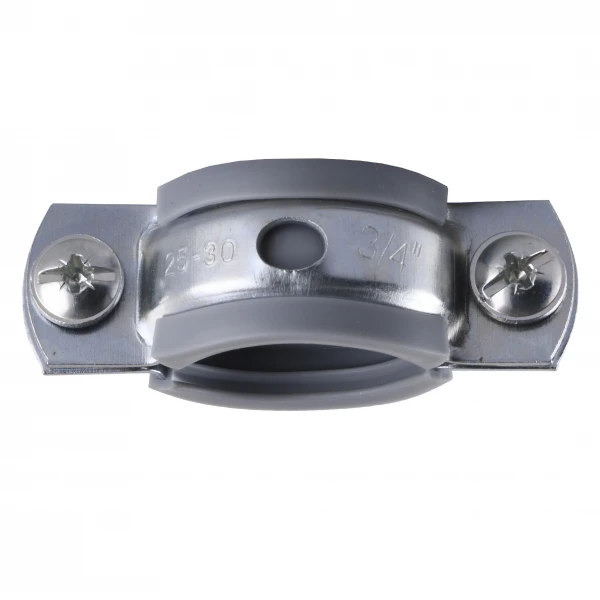 Хомут в сборе CR    3/4″ (25-30мм) с винтом-шурупом 8*80 и дюбелем в уп., серый