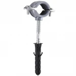 Хомут в сборе CR    3/4″ (25-30мм) с винтом-шурупом 8*80 и дюбелем в уп., серый