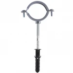 Хомут в сборе CR  1 1/2″ (47-53мм) с винтом-шурупом 8*100 и дюбелем в уп., серый