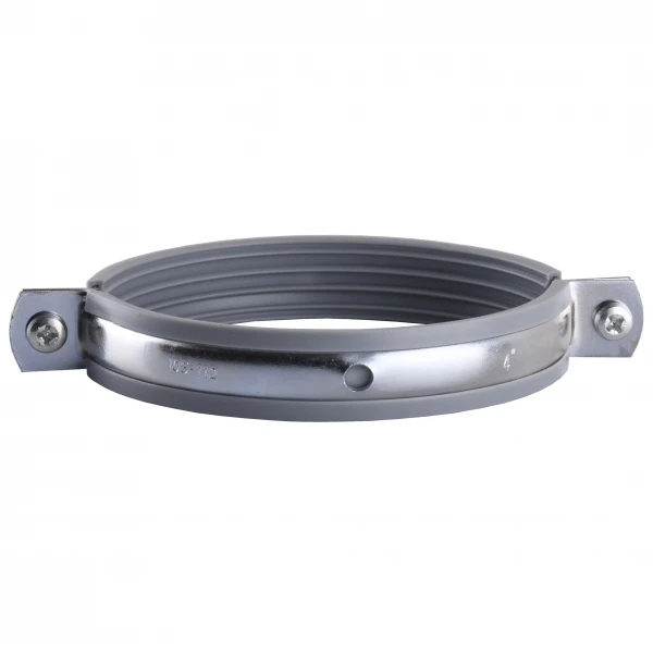 Хомут в сборе CR 4″ (105-112мм) с винтом-шурупом 8*100 и дюбелем в уп., серый