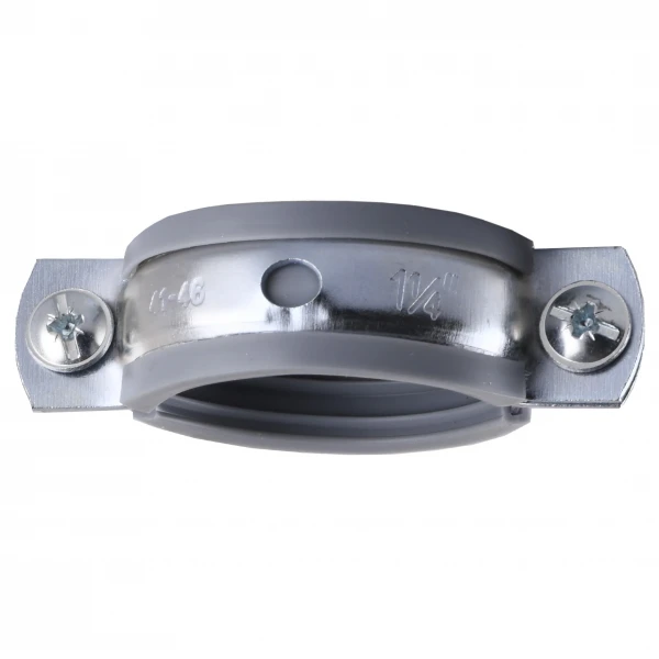 Хомут в сборе CR  1  1/4″ (42-47мм) с винтом-шурупом 8*80 и дюбелем в уп., серый